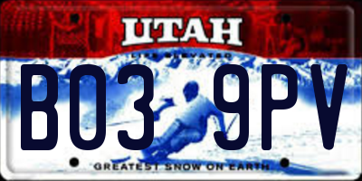 UT license plate B039PV