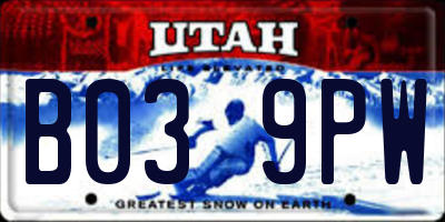 UT license plate B039PW