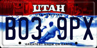 UT license plate B039PX