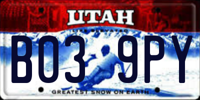 UT license plate B039PY