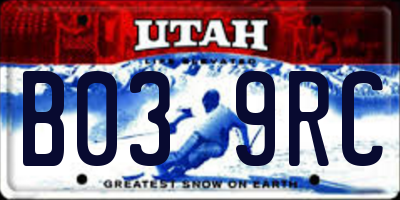 UT license plate B039RC