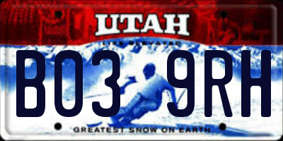 UT license plate B039RH