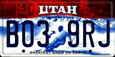 UT license plate B039RJ