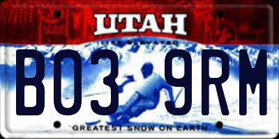 UT license plate B039RM
