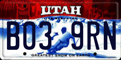 UT license plate B039RN