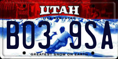 UT license plate B039SA