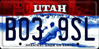 UT license plate B039SL