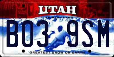 UT license plate B039SM