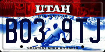 UT license plate B039TJ