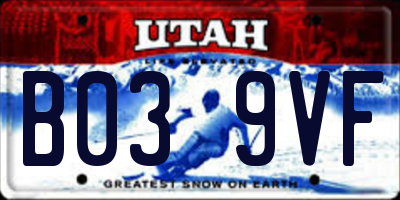 UT license plate B039VF