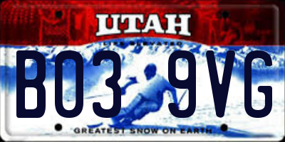 UT license plate B039VG