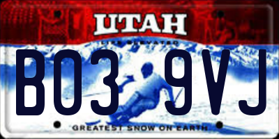UT license plate B039VJ