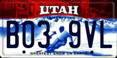 UT license plate B039VL