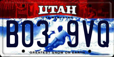 UT license plate B039VQ