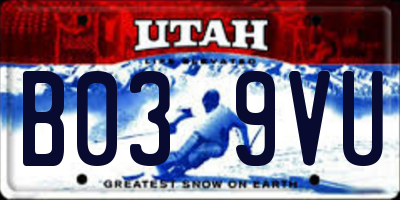 UT license plate B039VU