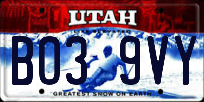 UT license plate B039VY