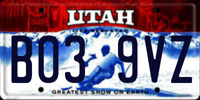 UT license plate B039VZ