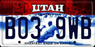 UT license plate B039WB