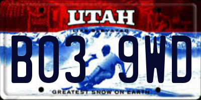UT license plate B039WD