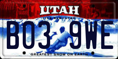 UT license plate B039WE