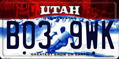 UT license plate B039WK