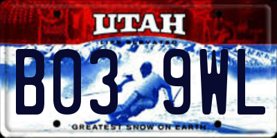 UT license plate B039WL