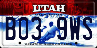 UT license plate B039WS