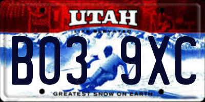 UT license plate B039XC