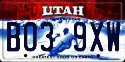 UT license plate B039XW