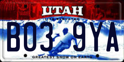 UT license plate B039YA