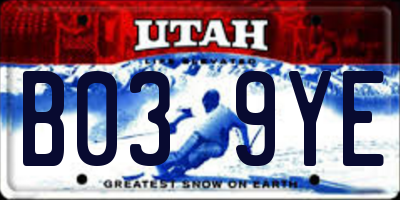 UT license plate B039YE