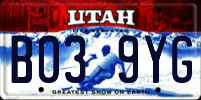 UT license plate B039YG