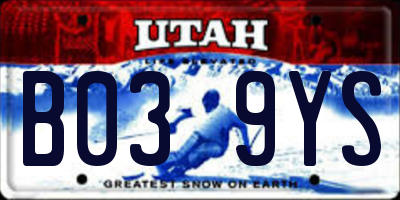 UT license plate B039YS