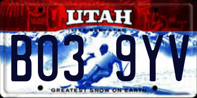 UT license plate B039YV