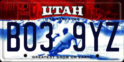 UT license plate B039YZ