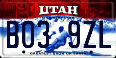 UT license plate B039ZL