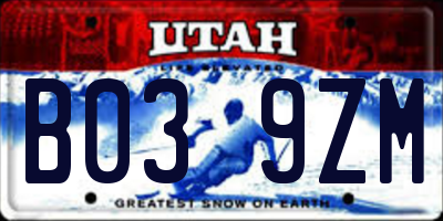 UT license plate B039ZM