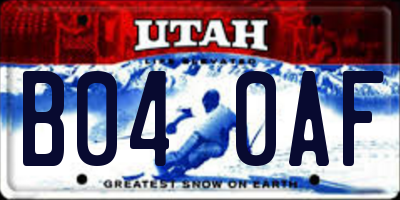 UT license plate B040AF