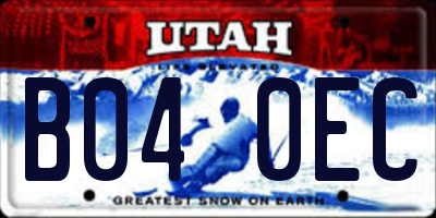 UT license plate B040EC