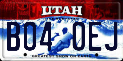 UT license plate B040EJ