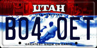 UT license plate B040ET