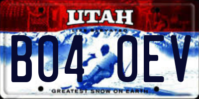 UT license plate B040EV