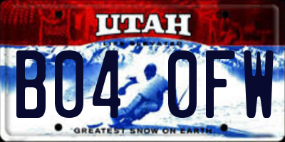 UT license plate B040FW