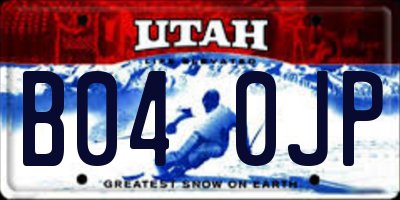 UT license plate B040JP