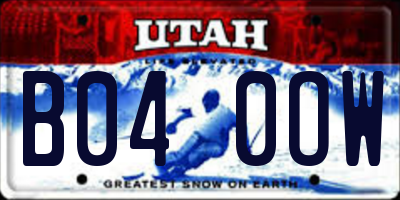 UT license plate B040OW