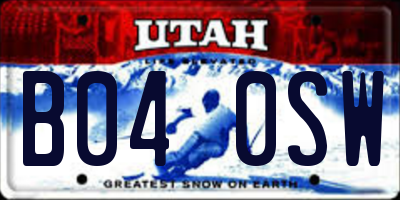 UT license plate B040SW