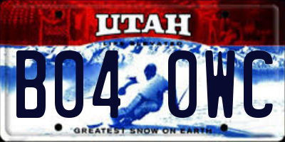 UT license plate B040WC