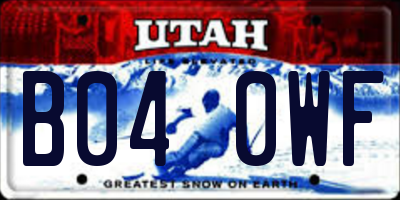UT license plate B040WF