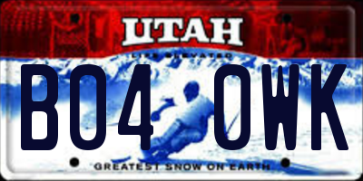 UT license plate B040WK