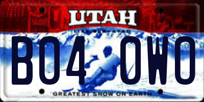 UT license plate B040WO